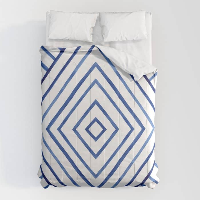 Watercolor Lines Pattern | Navy Blue Comforter
