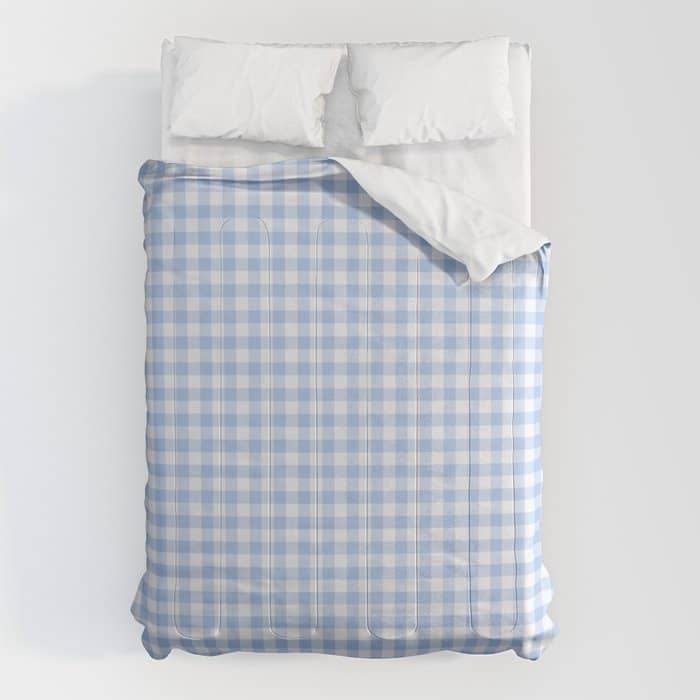 Gingham Plaid Pattern - Natural Sky Blue Comforter