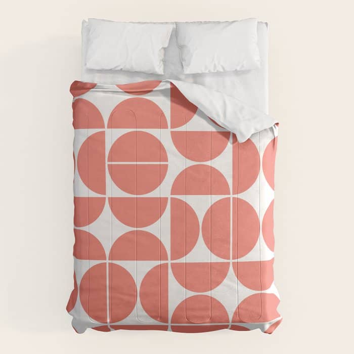 Mid Century Modern Geometric 04 Living Coral Comforter