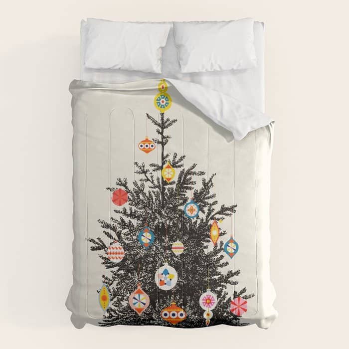 Retro Decorated Christmas Tree Comforter