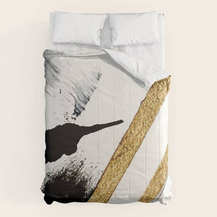 Armor [8]: A Minimal Abstract Piece In Black White And Gold By Alyssa Hamilton Art Comforter