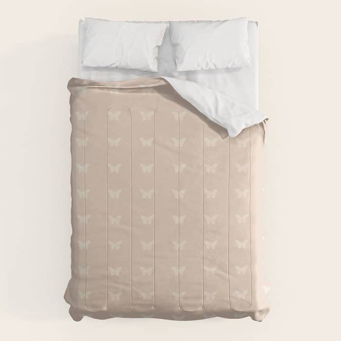 Butterfly Pattern - Neutral Pink Comforter