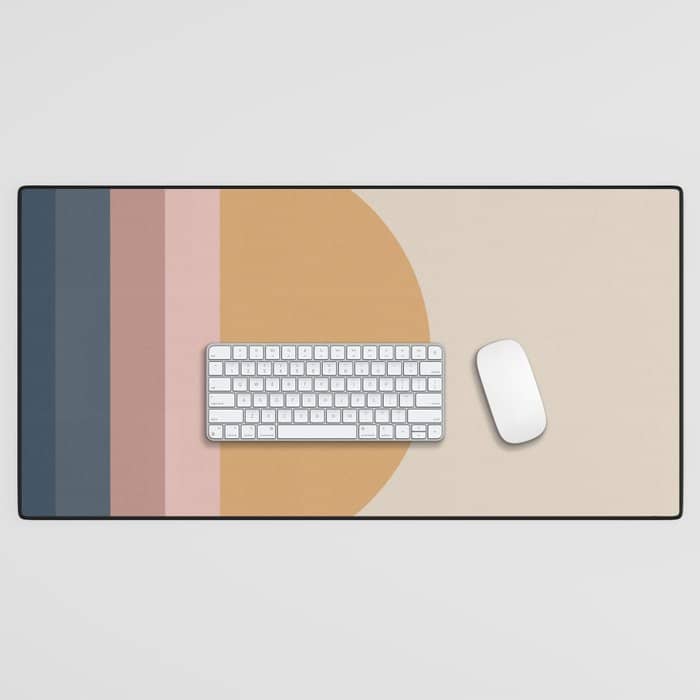 Minimal Retro Sunset - Earthy Neutral Desk Mat