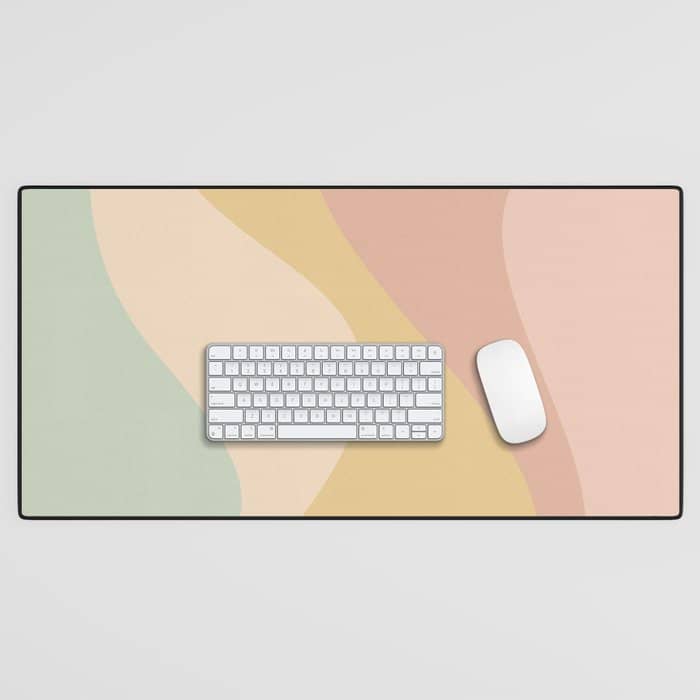 Abstract Color Waves - Neutral Pastel Desk Mat