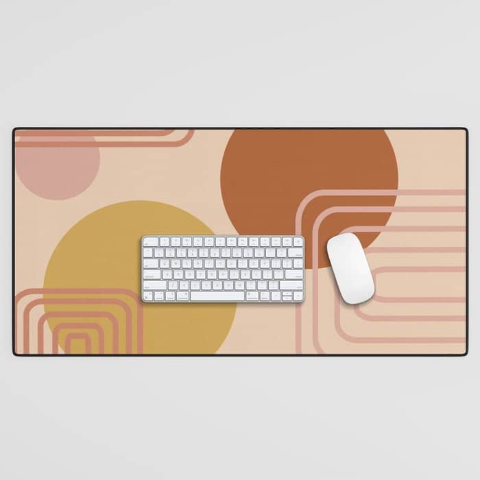Modern Desert Abstract Shapes And Lines Desk Mat