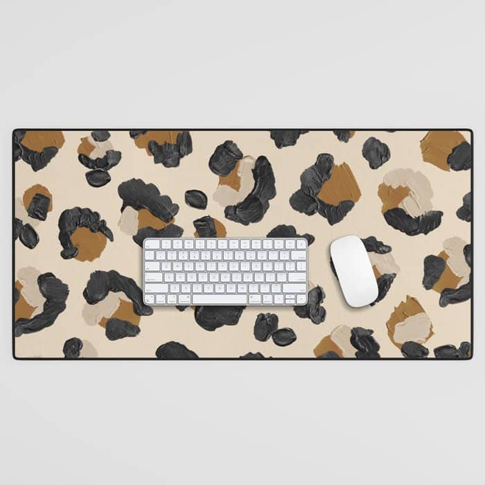 Leopard Print Neutral Gold Light Palette Desk Mat