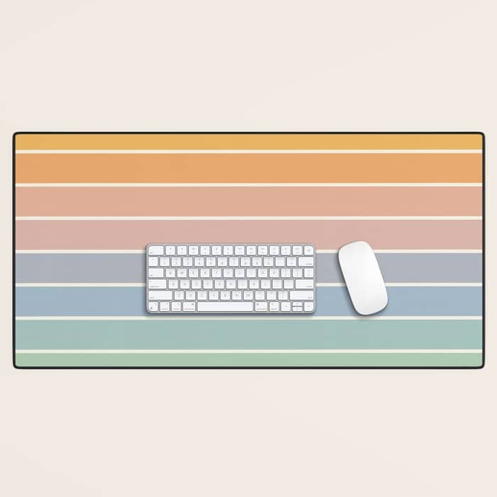 Gradient Arch Xiii Retro Mid Century Modern Rainbow Desk Mat