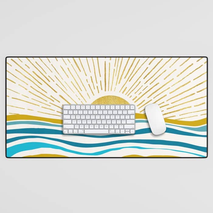 Sunrise At Sea Abstract Landscape Desk Mat