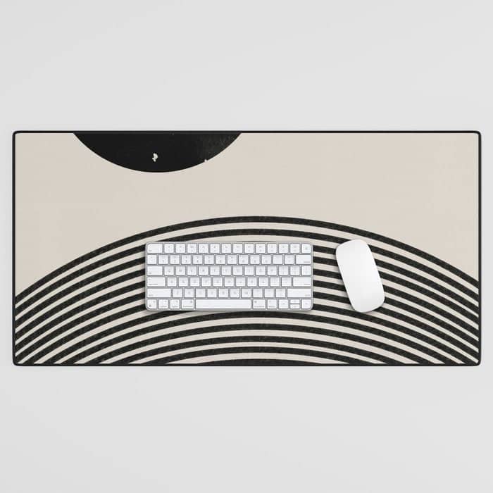 Woodblock Art, Mid Century Illustration Desk Mat