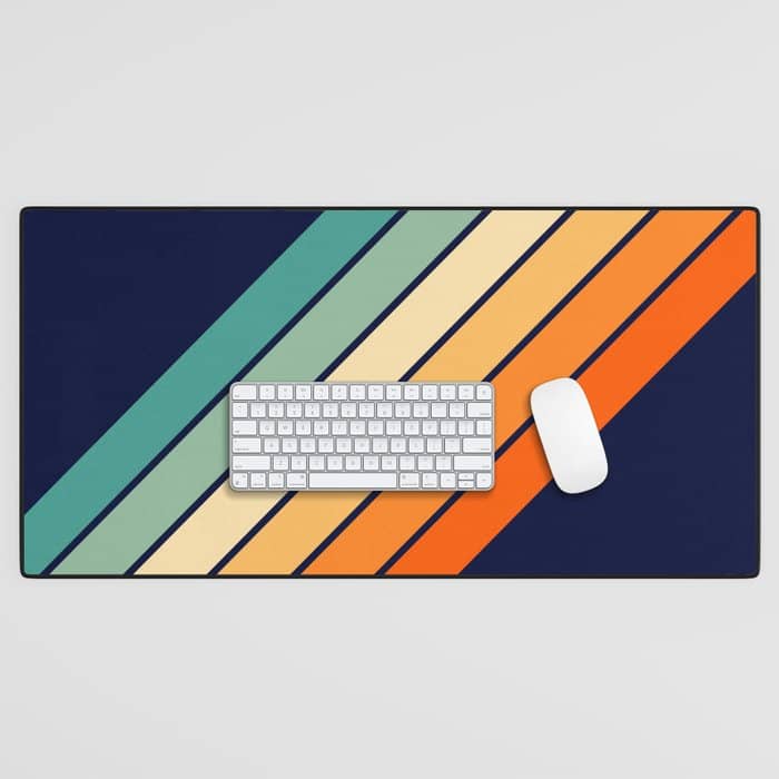 Farida - 70s Vintage Style Retro Stripes Desk Mat