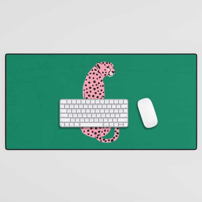 The Stare: Pink Cheetah Edition Desk Mat