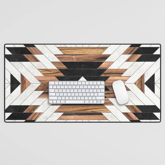 Urban Tribal Pattern No.5 - Aztec - Concrete And Wood Desk Mat