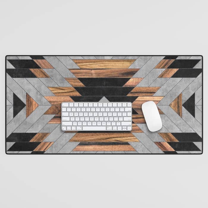 Urban Tribal Pattern No.6 - Aztec - Concrete And Wood Desk Mat