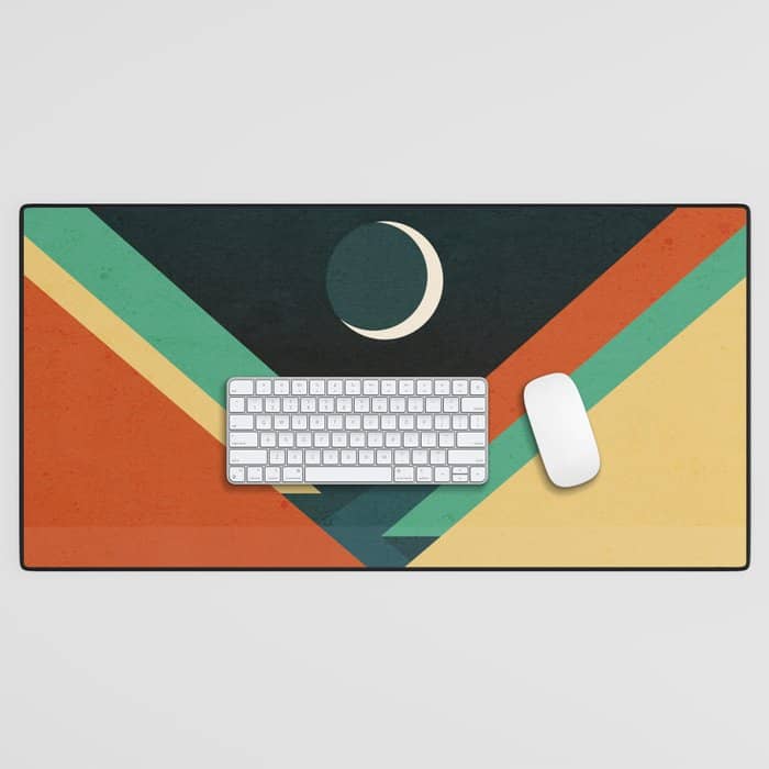 Quiet Stream Under Crescent Moon Desk Mat