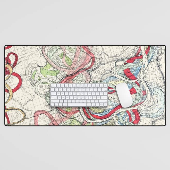 Vintage Map Of The Mississippi River Desk Mat