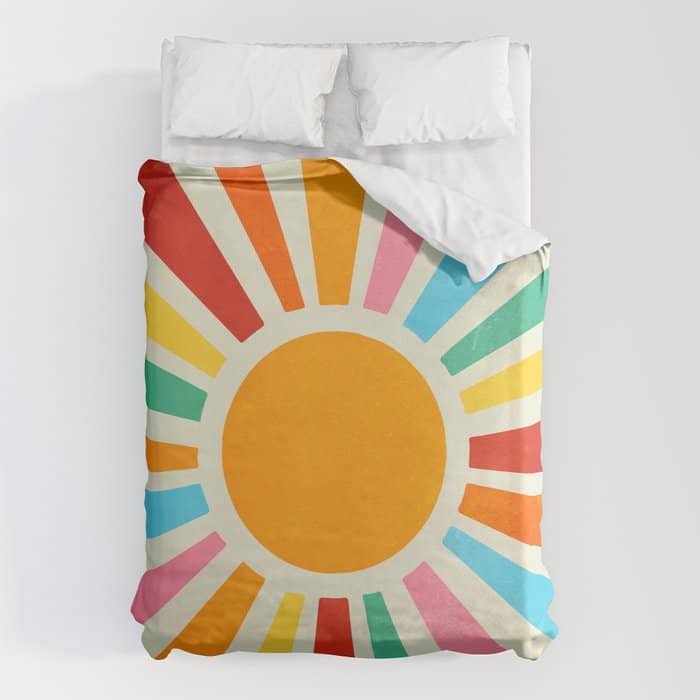 Retro Sunrise: Rainbow Edition Duvet Cover
