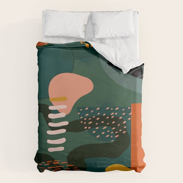 Mid Century Shapes Garden Party Duvet Cover