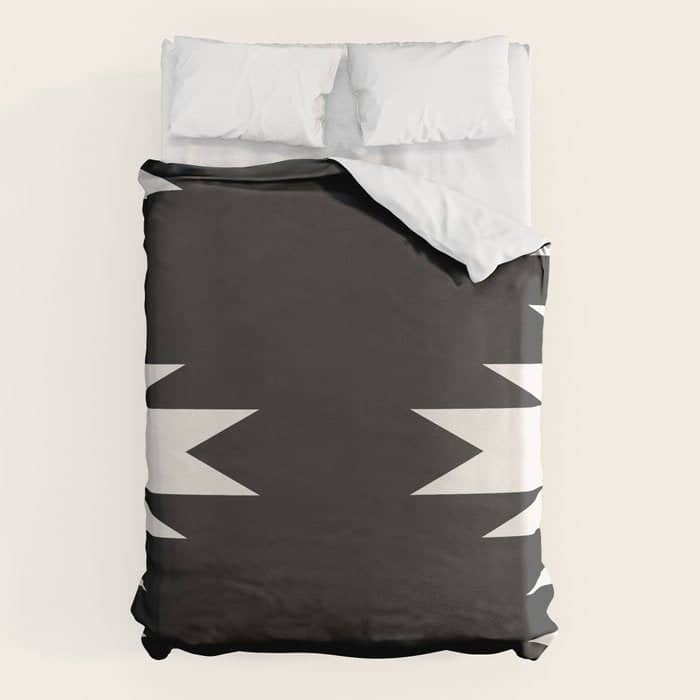 Geometric Southwestern Minimalism - Black And White Duvet Cover