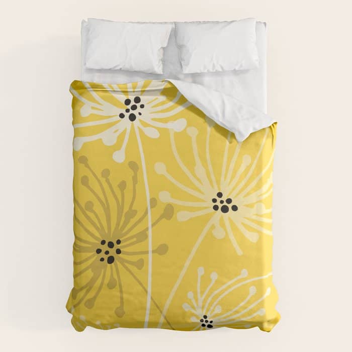 Yellow Queen Anne'S Lace Illustration Duvet Cover