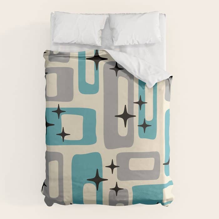 Mid Century Modern Decoration Kitsch 223 Blue And Gray Duvet Cover