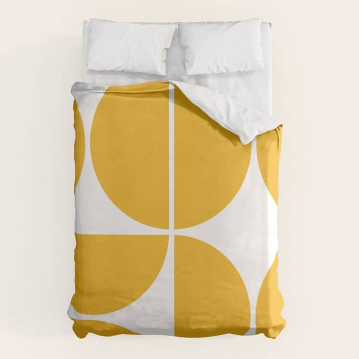 Mid Century Modern Yellow Square Duvet Cover