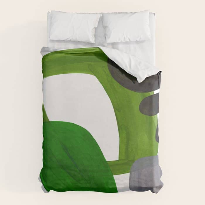 Mid Century Vintage 70'S Design Abstract Minimalist Colorful Pop Art Olive Green Dark Green Grey Duvet Cover