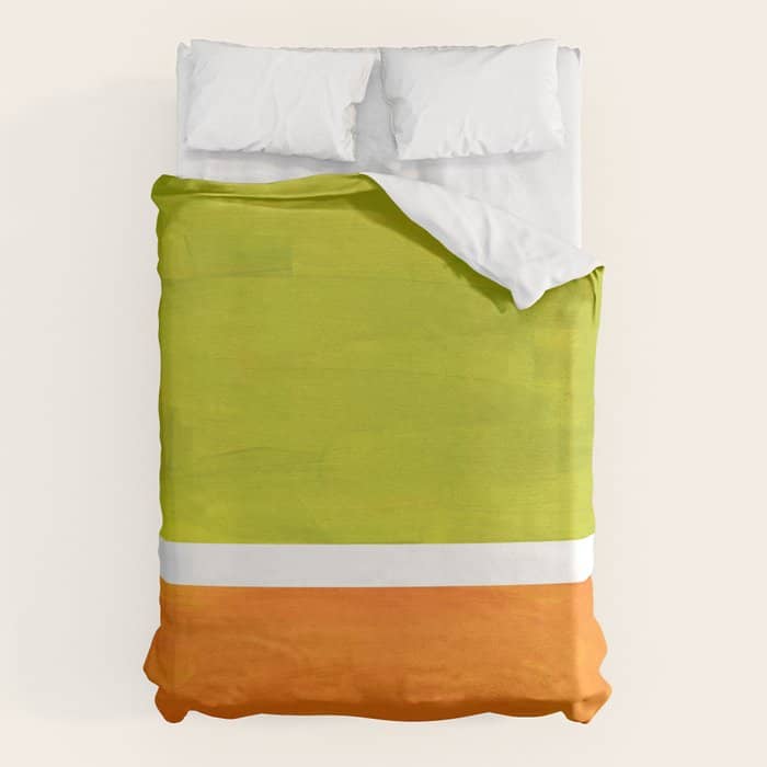 Retro Lime Green Minimalist Abstract Color Block Rothko Midcentury Modern Art Duvet Cover