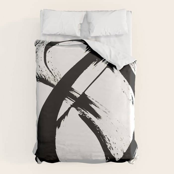 Brushstroke 7: A Minimal, Abstract, Black And White Piece Duvet Cover