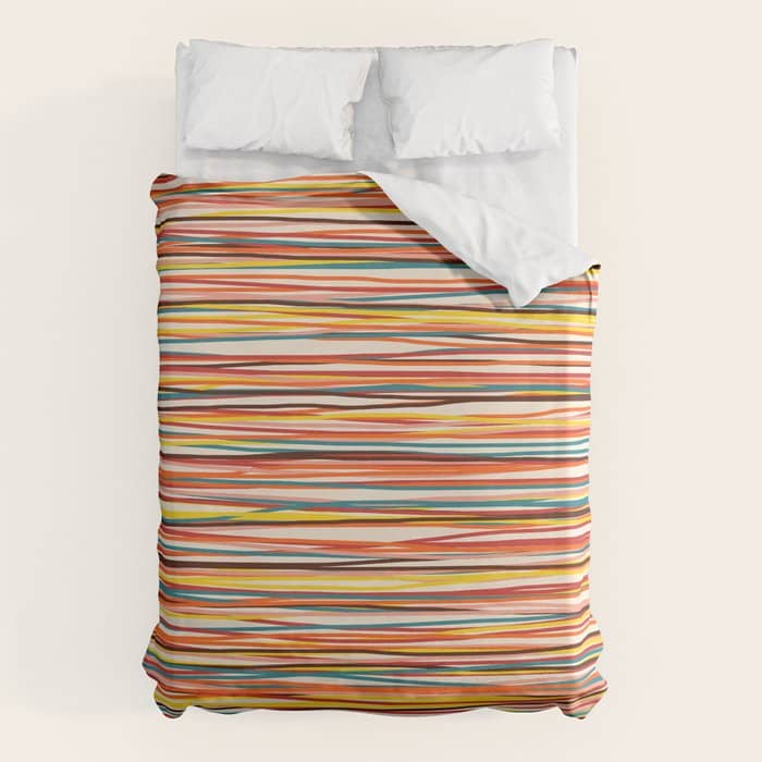 Bright Colorful Lines - Classic Abstract Minimal Retro Summer Style Stripes Duvet Cover
