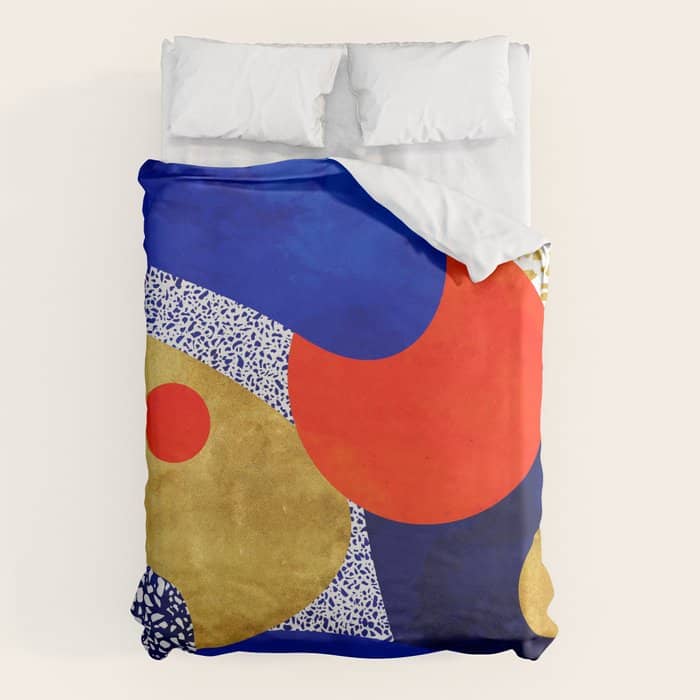 Terrazzo Galaxy Blue Night Yellow Gold Orange Duvet Cover