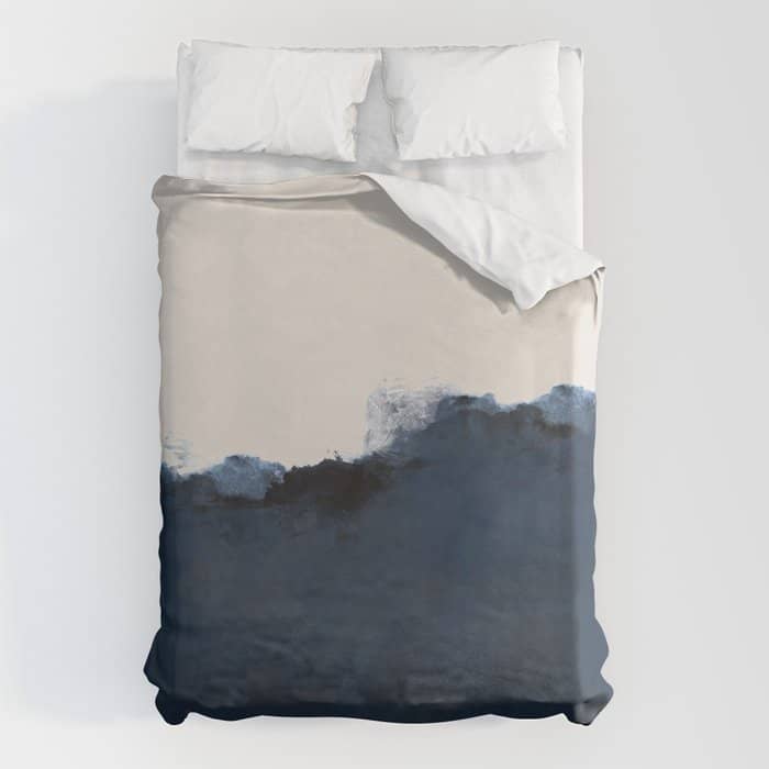 Abstract, Blue, Beige, Indigo Duvet Cover