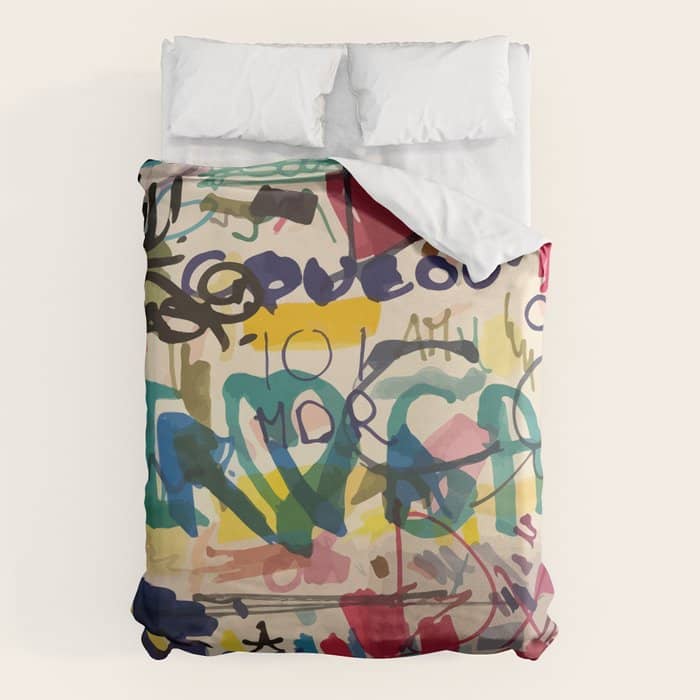 Urban Graffiti Paper Street Art Duvet Cover