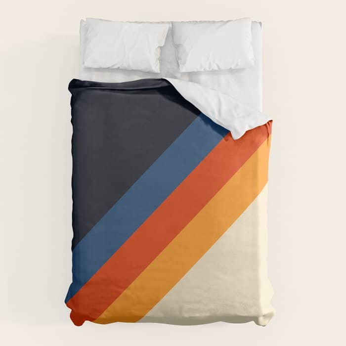 Colorful Classic Retro 70s Vintage Style Stripes - Padona Duvet Cover