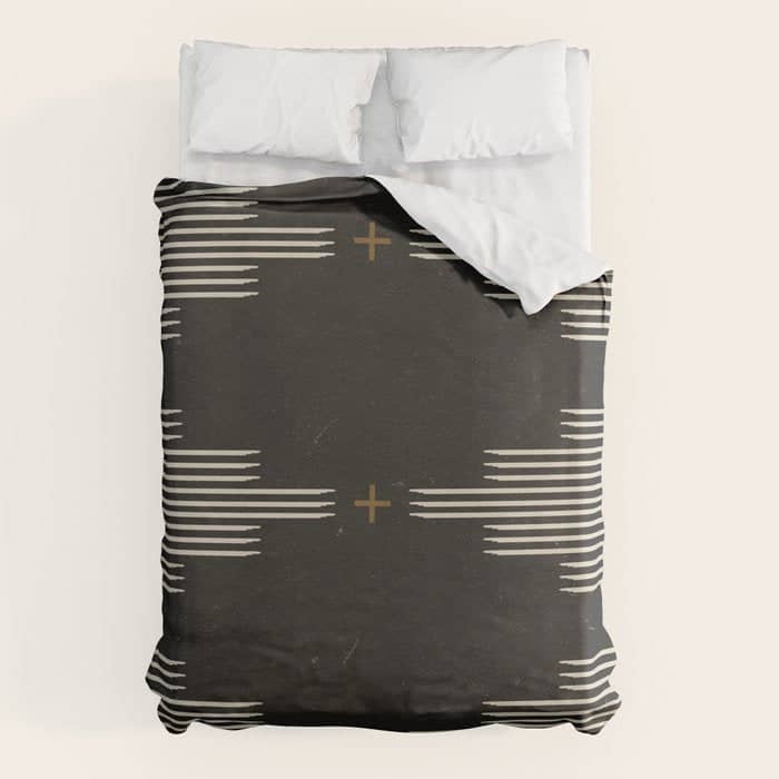Southwestern Minimalist Black & White Duvet Cover