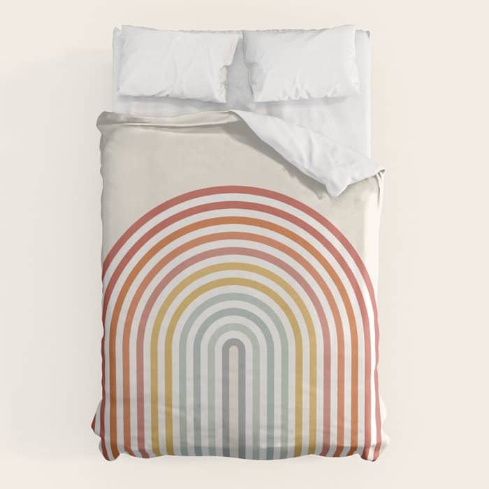 Minimalist Colorful Rainbow Lines  Duvet Cover