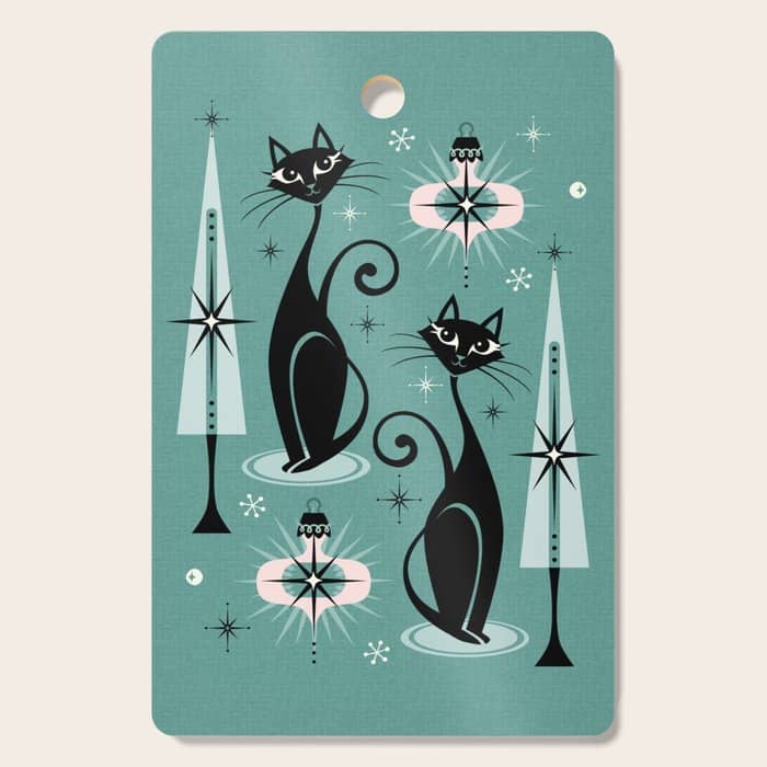 Mid Century Meow Atomic Kitty Christmas ©Studioxtine Cutting Board