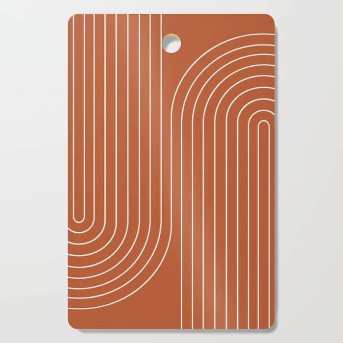 Minimal Line Curvature Ix Red Mid Century Modern Arch Abstract Cutting Board
