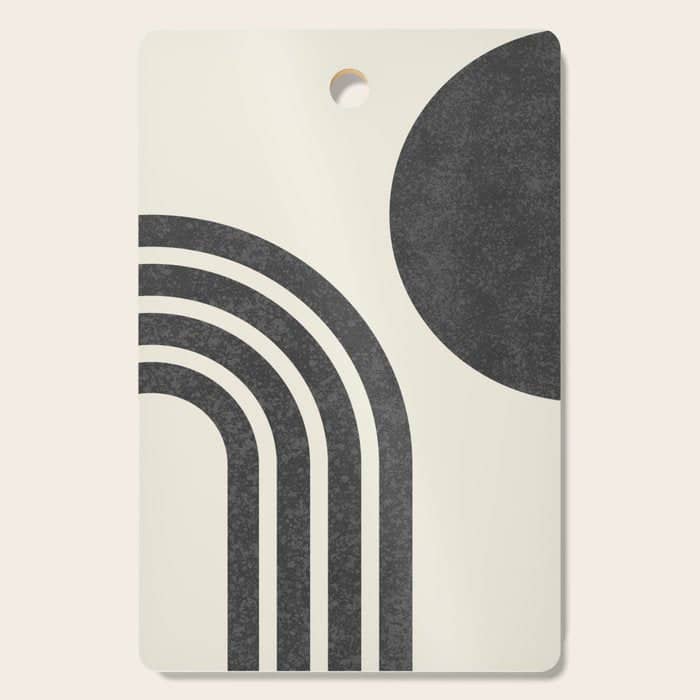 Mid Century Modern - Sun And Rainbow Black And White Cutting Board