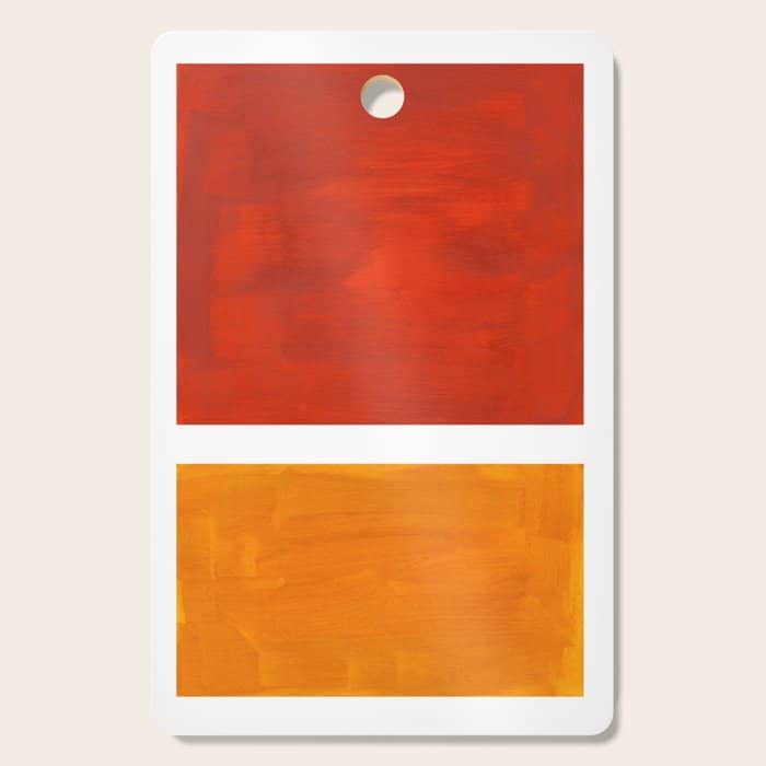 Burnt Orange Yellow Ochre Mid Century Modern Abstract Minimalist Rothko Color Field Squares Cutting Board
