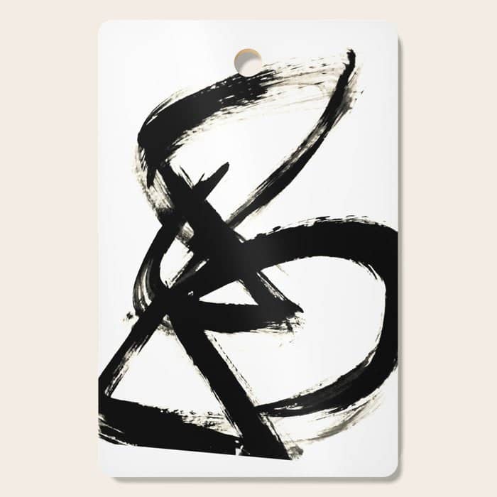 Brushstroke 3 - A Simple Black And White Ink Design Cutting Board