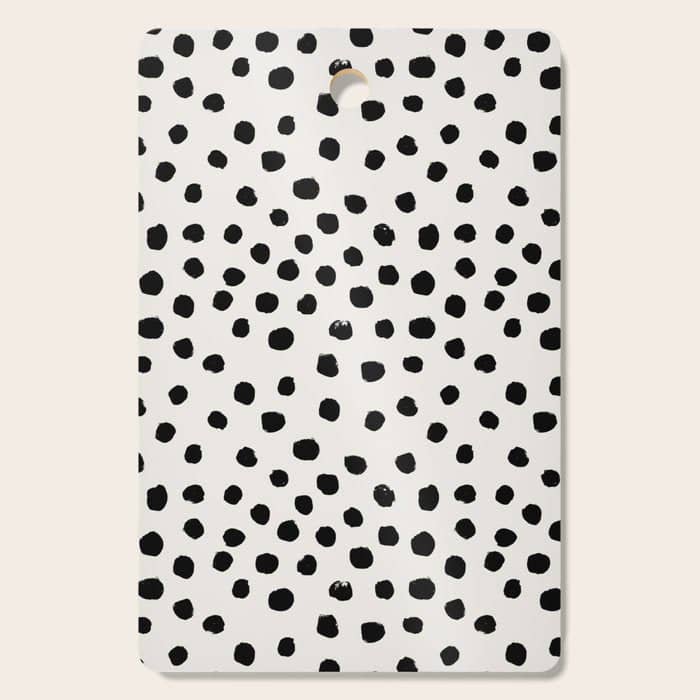 Preppy Brushstroke Free Polka Dots Black And White Spots Dots Dalmation Animal Spots Design Minimal Cutting Board