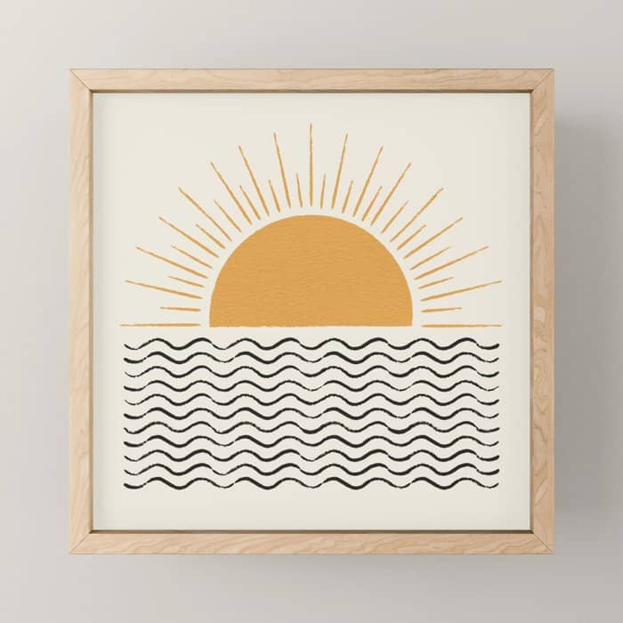 Sunrise Ocean -  Mid Century Modern Style Mini Art Print