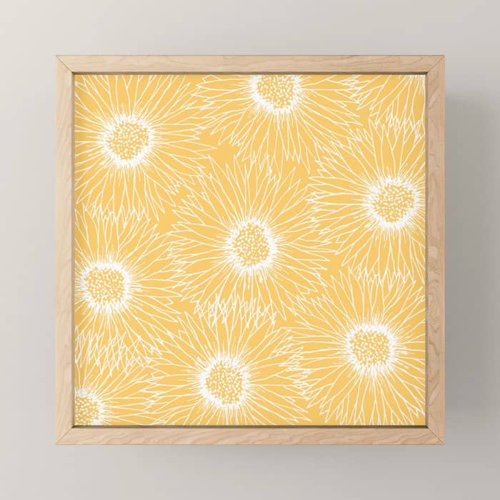 Yellow Sunflowers Line Art Mini Art Print