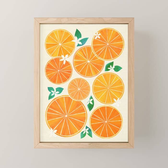 Orange Slices With Blossoms Mini Art Print