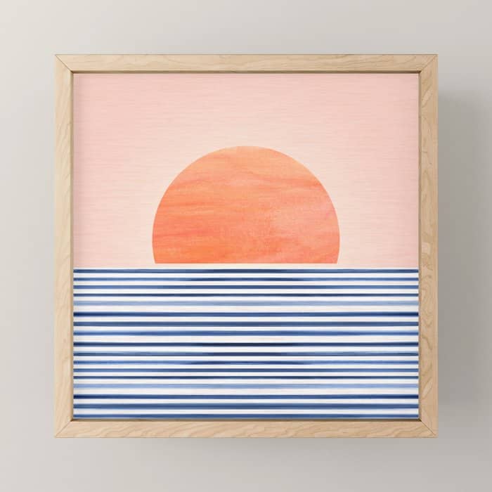 Summer Sunrise Minimal Abstract Landscape Mini Art Print