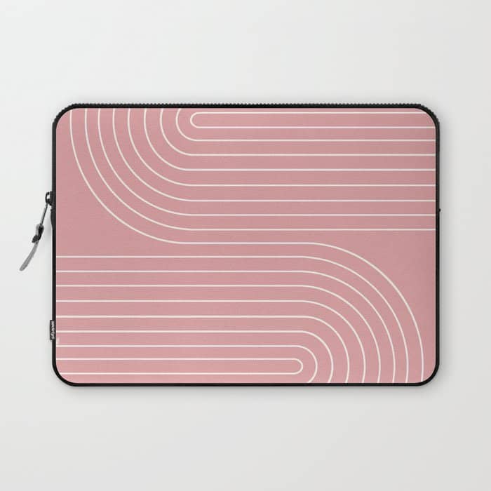 Minimal Line Curvature X Pink Mid Century Modern Arch Abstract Laptop Sleeve