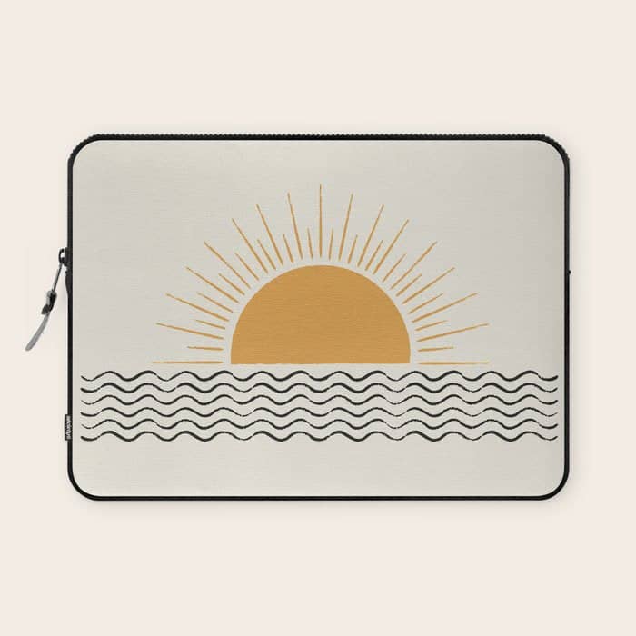 Sunrise Ocean -  Mid Century Modern Style Laptop Sleeve