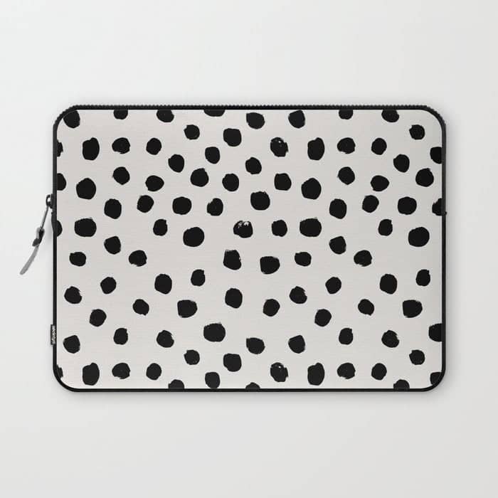 Preppy Brushstroke Free Polka Dots Black And White Spots Dots Dalmation Animal Spots Design Minimal Laptop Sleeve