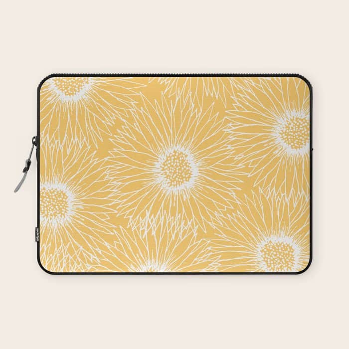 Yellow Sunflowers Line Art Laptop Sleeve