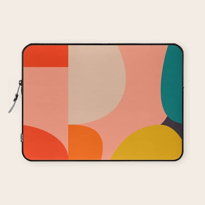 Geometry Shape Mid Century Organic Blush Curry Teal Laptop Sleeve